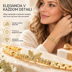 🦋 Ušetrite 50%! ✨ Náramok s motýľom z 18-karátového zlata: jemné články, elegantný povrch ✨