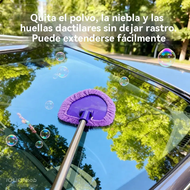 🎁Kit de limpieza de parabrisas de coche - extensible y giratorio 180°【1 pieza de plástico triangular + 4 fundas de tela】