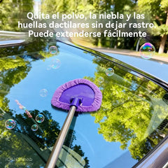 🎁Kit de limpieza de parabrisas de coche - extensible y giratorio 180°【1 pieza de plástico triangular + 4 fundas de tela】