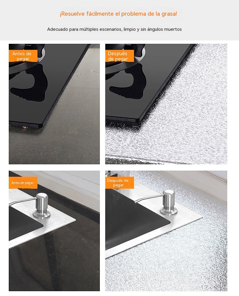【40cm*5m】🛡️ Lámina Adhesiva de Aluminio Removible – Antigrasa, Resistente al Calor y Fácil de Limpiar