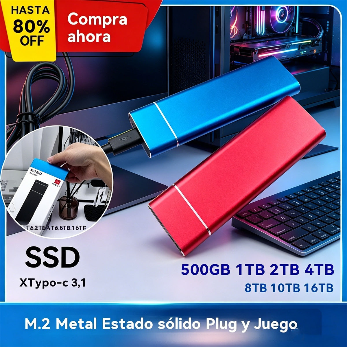 💾【16T】🔥Nuevo disco duro móvil portátil de alta velocidad y gran capacidad