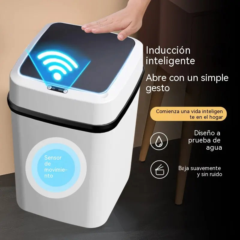 Papelera inteligente con sensor para uso doméstico