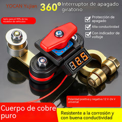👍👍Interruptor de desconexión de batería giratorio universal de 360° para automóviles. Nuevo interruptor de desconexión de batería de latón de alta potencia con protección contra fugas.