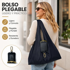 🔥Último día de oferta especial, ¡disfruta de un 49% de descuento! 👜✨Bolsa de compras plegable con llavero, bolsa de tela ecológica y reutilizable.
