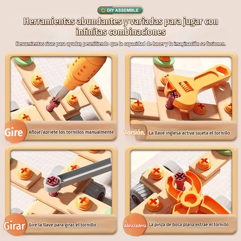 🧰 50% DE DESCUENTO🧩 Kit de herramientas para niños, divertido proyecto de bricolaje, desarrolla las habilidades prácticas de los niños🎪🔩