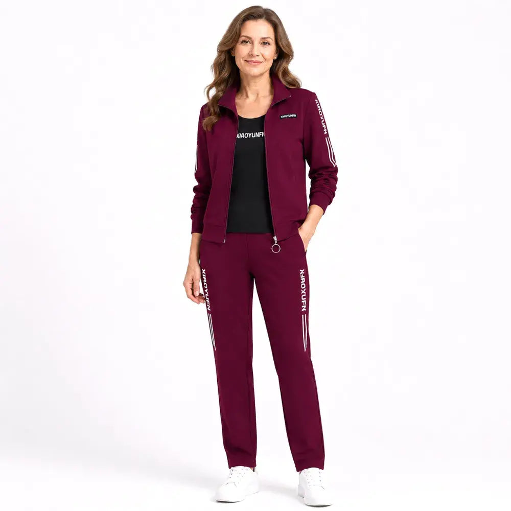 ✨【Veličine: M-6XL】🌸Ženski elegantni sportski set od tri dijela (jakna s patentnim zatvaračem + majica kratkih rukava + trenirka) Elegancija i vrhunska udobnost!
