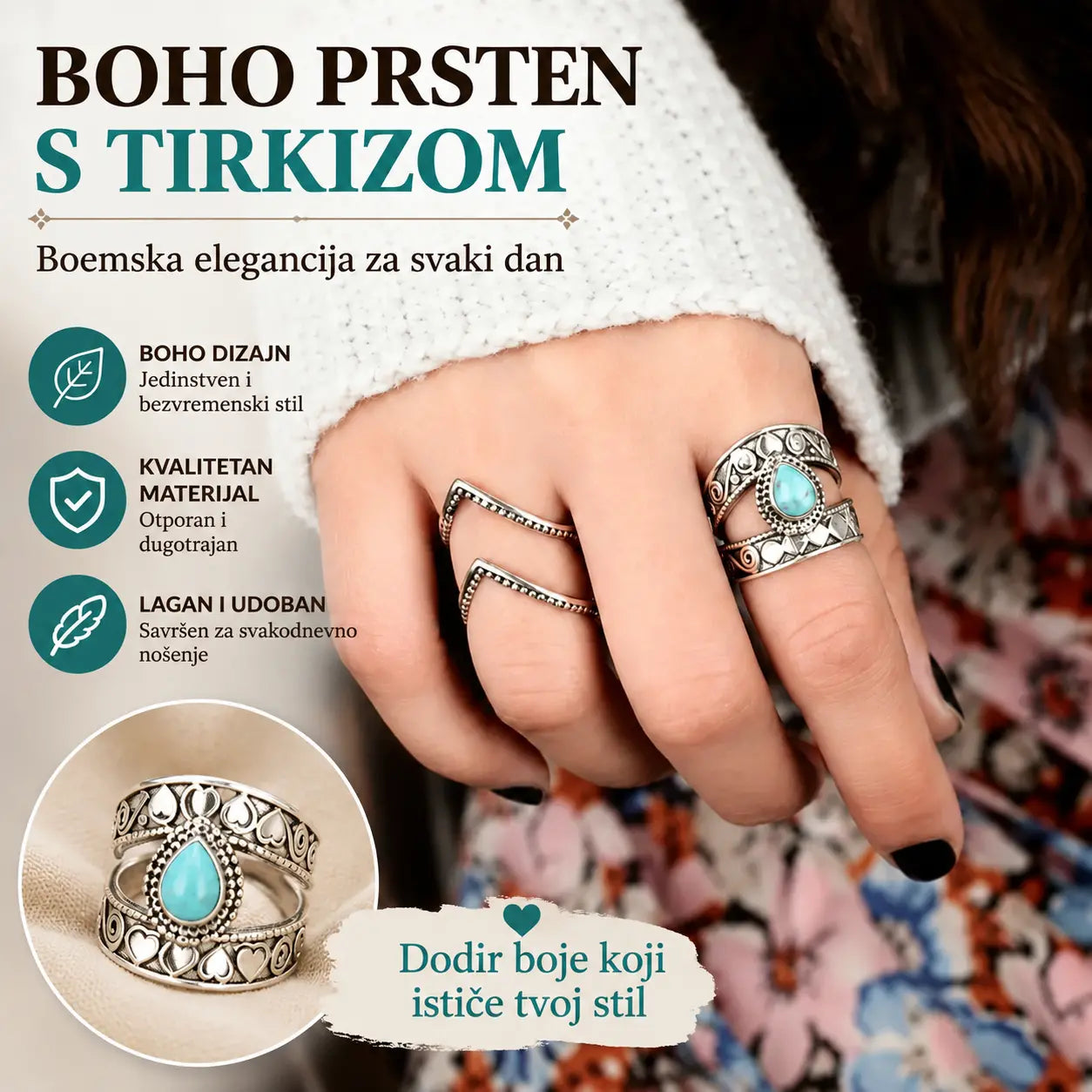 📢📢Kupite 1, dobijte 1 gratis: 2 artikla! ⏰Vintage ženski prsten s izrezbarenim oblikom suze