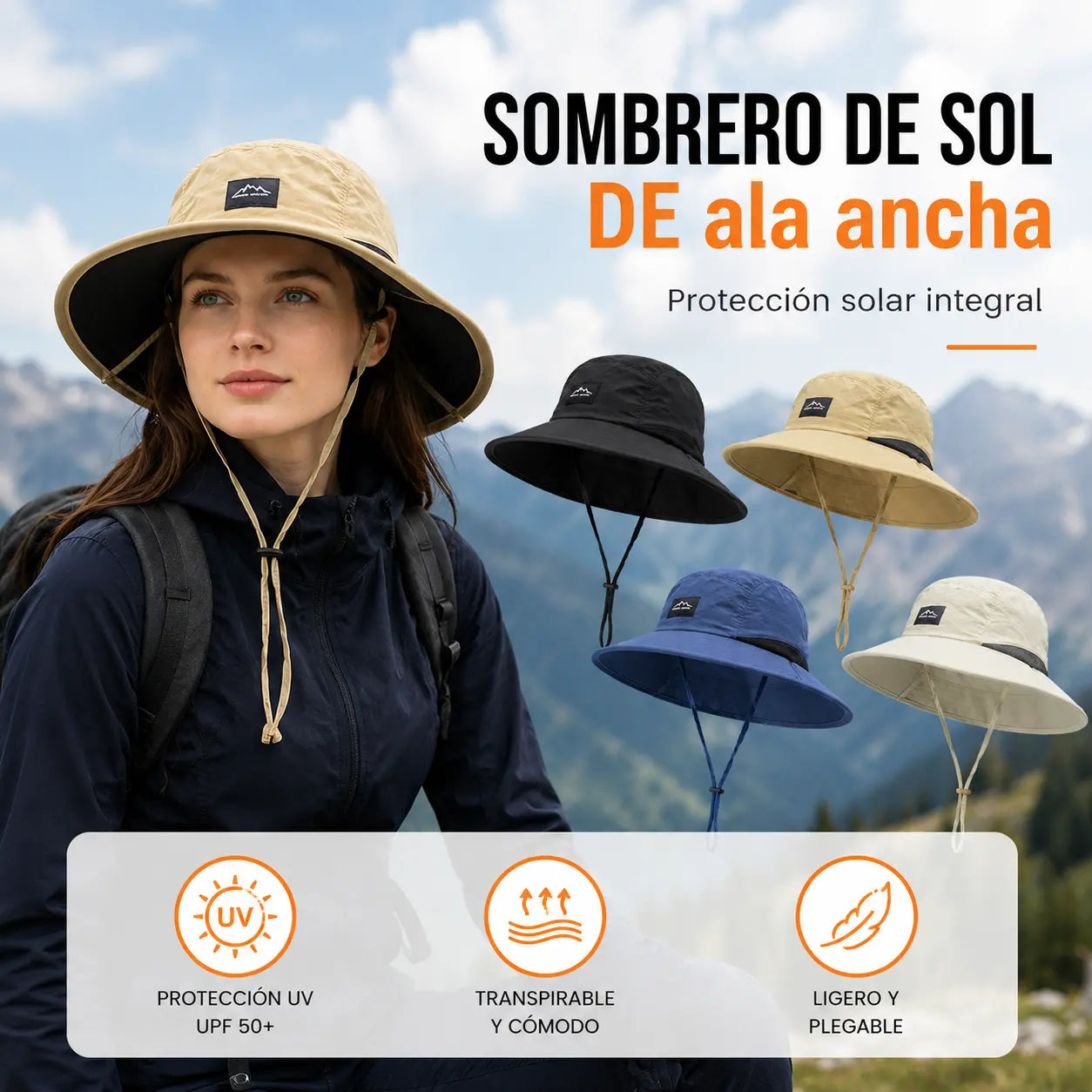 🔥✨【Compra 1 y llévate 1 gratis（2 piezas）】🧢Sombrero tipo cubo plegable unisex para protección solar