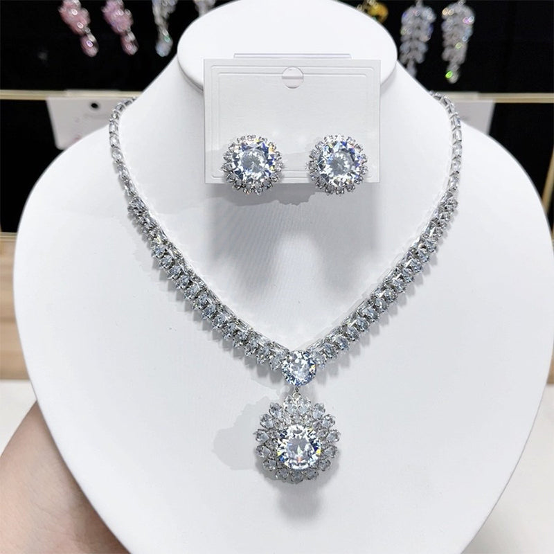 💎 ✨ Sada trblietavého náhrdelníka a náušníc s kubickým zirkónom: nadčasová elegancia, perfektný darček, ideálny na svadby, večierky alebo ako každodenný luxusný doplnok 💍