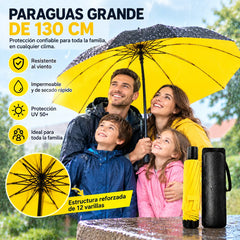 ☔ Paraguas Plegable de 12 Varillas – Resistente al Viento, Impermeable y Ligero para Lluvia y Sol 🌞