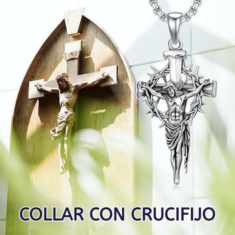 🔥Collar con colgante de cruz y halo de espinas