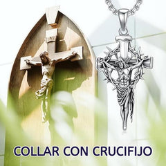 🔥Collar con colgante de cruz y halo de espinas