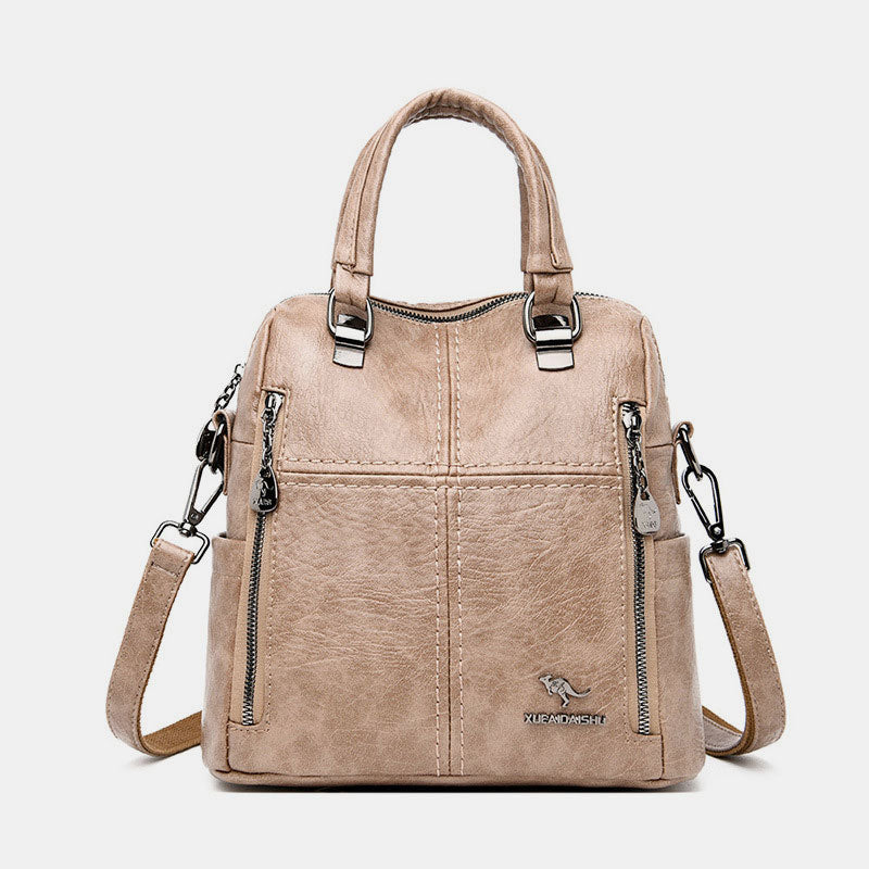 🎒🌟【Elegante y a la moda】Mochila/bolso cruzado de cuero multifuncional de gran capacidad🐾
