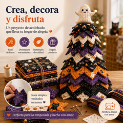 🎄Set de patchwork para árbol de Navidad de Halloween: Un adorno de Halloween que se puede hacer fácilmente con varias capas de tela, perfecto para los amantes del patchwork.