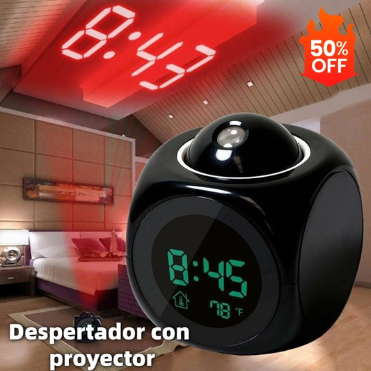 ⏰ Reloj proyector multifunción — hora, alarma, temperatura y clima en tu pared o techo