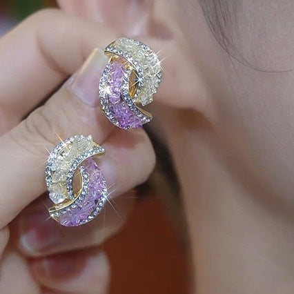 🏆✨Compre 1 y obtenga 1 gratis【2 Pares】Elegantes aretes de oro con diamantes brillantes
