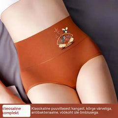 【6-osaline komplekt】【L-3XL】 Kõrge vöökohaga, puusa suurendavad, puhtast puuvillast aluspüksid, pluss suurused 【45-87 kg】