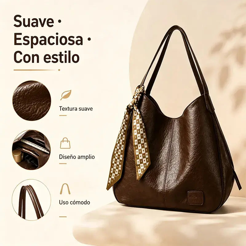 👜 Nuevo bolso de mano retro de gran capacidad 2026 – Piel suave, se puede llevar cruzado o al hombro ✨🛍️