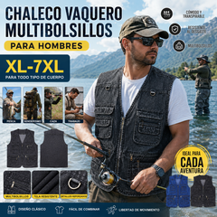 【XL-7XL】2026 Chaleco vaquero multibolsillos para hombr