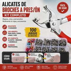 🔥 Kit de 100 Botones Metálicos + Alicate Manual Sin Costura 🧵🔧Juego de herramientas de acero inoxidable con botón a presión