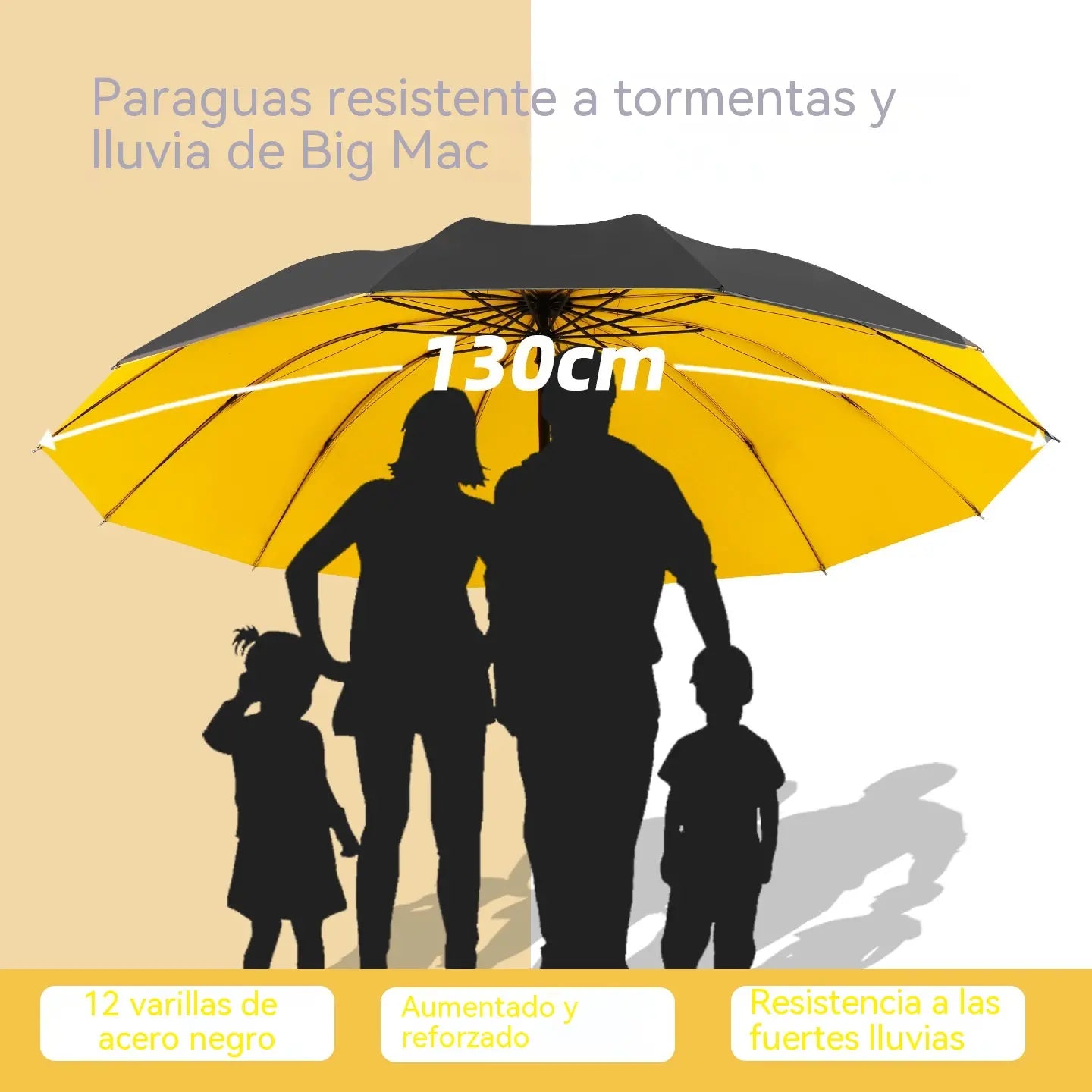 ☔ Paraguas Plegable de 12 Varillas – Resistente al Viento, Impermeable y Ligero para Lluvia y Sol 🌞