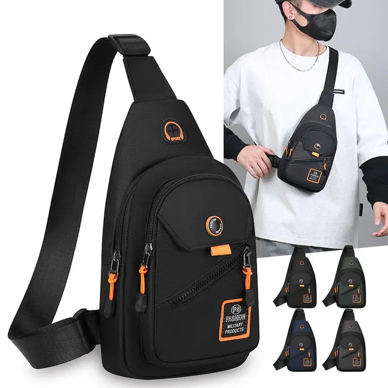 🎒💯Bolso bandolera/de pecho impermeable con múltiples bolsillos