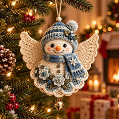 ❤️🎄Kit para hacer tú mismo un adorno navideño de ángel de ganchillo