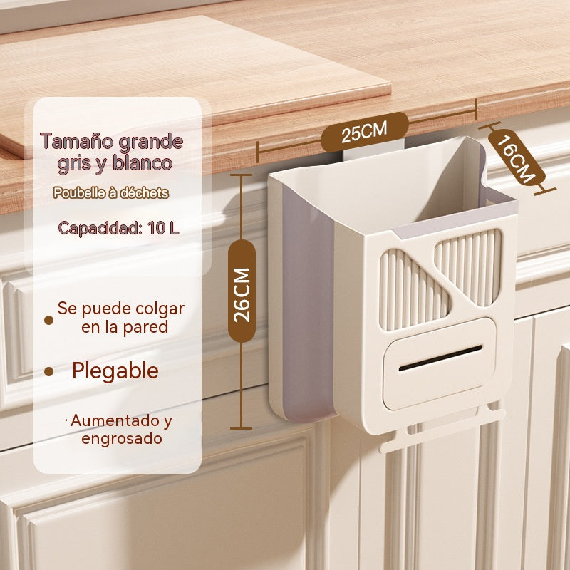 Cubo de basura plegable para el hogar, cubo de basura colgante para la puerta del armario de la cocina