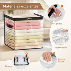 【3 piezas】🔥Oferta por tiempo limitado: 49% de descuento 📦Bolsa de almacenamiento de plástico transparente, grande, resistente y gruesa para ropa, mudanzas y almacenamiento
