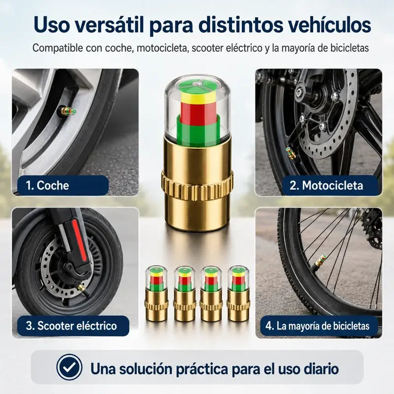 🔥2 juegos🔥🚗 Tapones Indicadores de Presión para Neumáticos | Monitor Externo de Presión de Aire con Aviso Visual