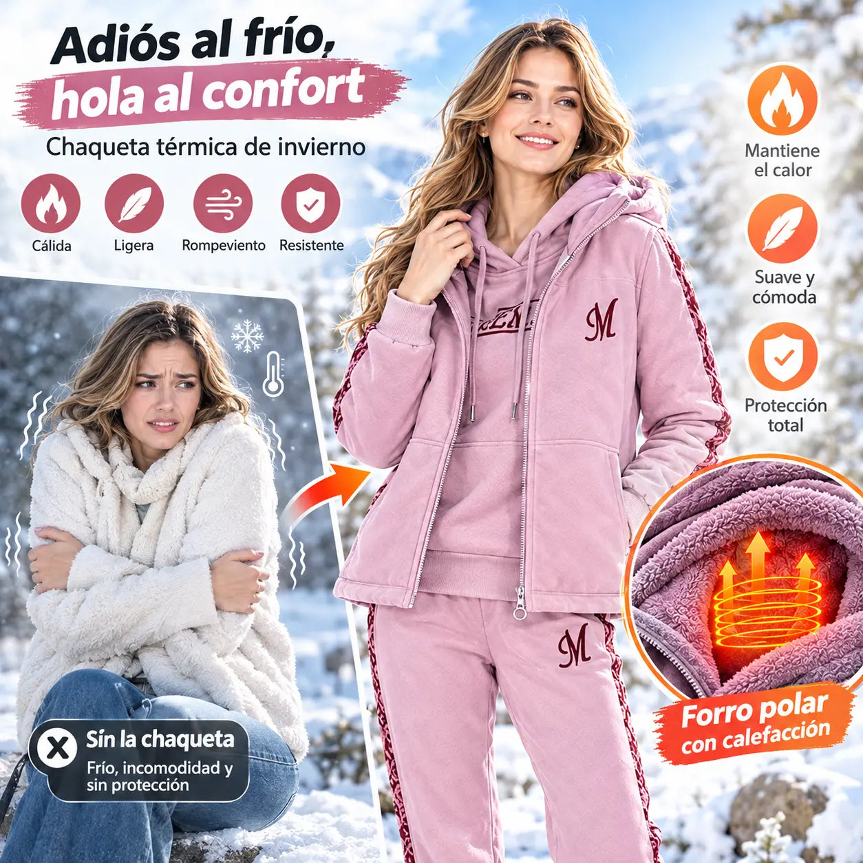 🔥【pantalón + suéter + chaqueta】Nuevo conjunto deportivo y casual de otoño/invierno 2026, acolchado y grueso.