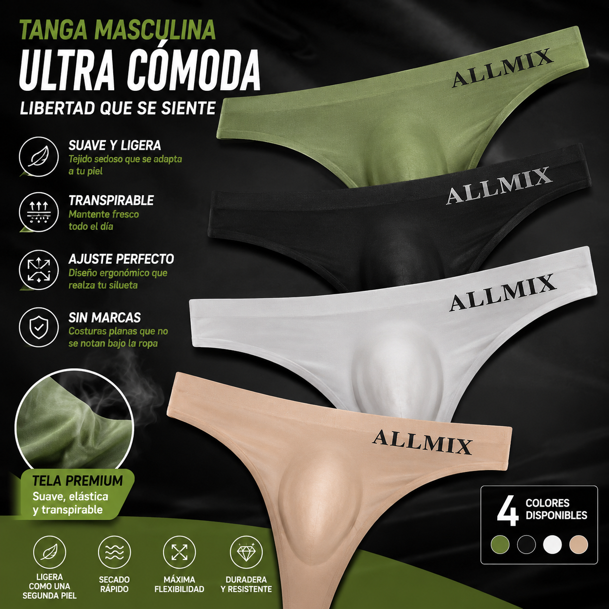 【5PCS 】Tanga sin costuras de cintura baja de seda de hielo sexy