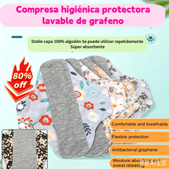 【5 piezas】Almohadilla antibacteriana de algodón y grafeno lavable