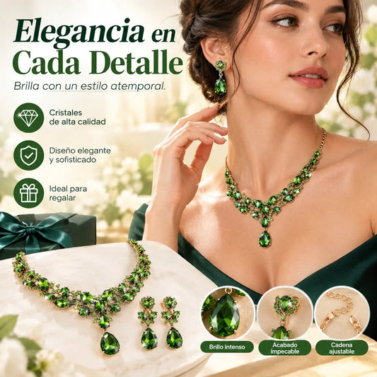 ✨【Collar + Pendientes】💖💎Nuevo conjunto de collar y pendientes de circonita cúbica de colores.