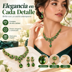 ✨【Collar + Pendientes】💖💎Nuevo conjunto de collar y pendientes de circonita cúbica de colores.