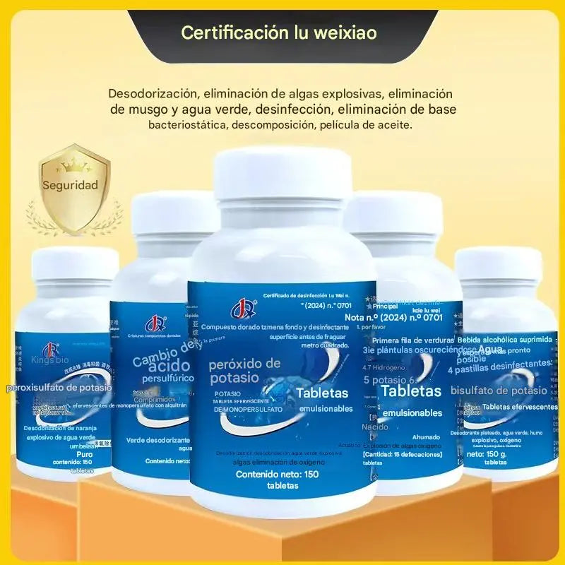 🔥【150cápsulas】🐟🌿Tabletas purificadoras de agua para acuarios con múltiples efectos: Esterilizan, eliminan el cloro y purifican el agua; aptas para acuarios y estanques.