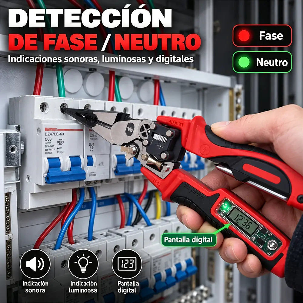 🔧 Pinza Pelacables Digital Multifunción | Alicate Electricista con Pantalla y Punta de Medición ⚡