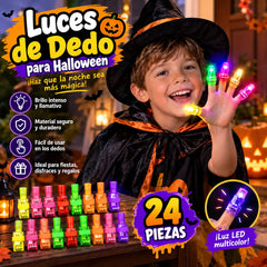 🥳【Juego de 24 piezas】🥳🎉Mini luces LED para dedos de colores: luz brillante multicolor, fácil de encender/apagar con una sola pulsación. Banda elástica suave para un ajuste cómodo 🎶✨