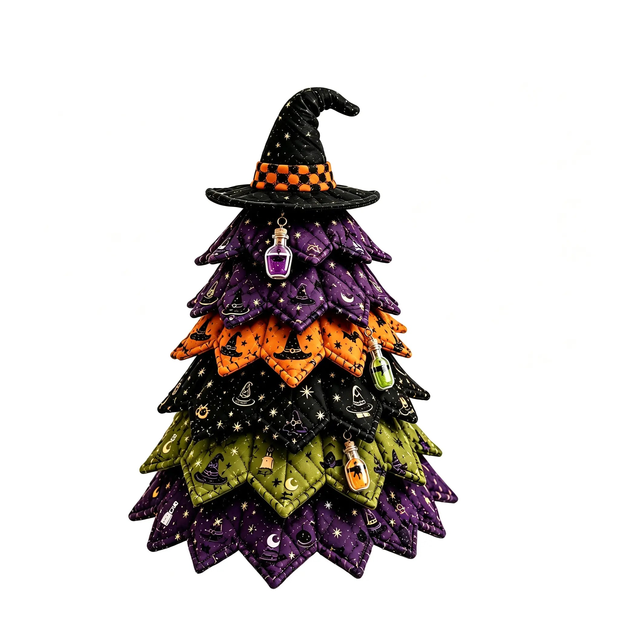 🎄Set de patchwork para árbol de Navidad de Halloween: Un adorno de Halloween que se puede hacer fácilmente con varias capas de tela, perfecto para los amantes del patchwork.