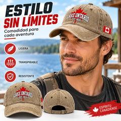 🧢🍁Gorra de béisbol retro ajustable con bordado de hoja de arce junto al lago
