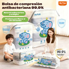 ✨【Juego de 5 piezas】💨🧳 Bolsa de almacenamiento al vacío compresible de gran capacidad: ideal para ahorrar espacio en tu maleta y en casa sin necesidad de una bomba de aire ✈️