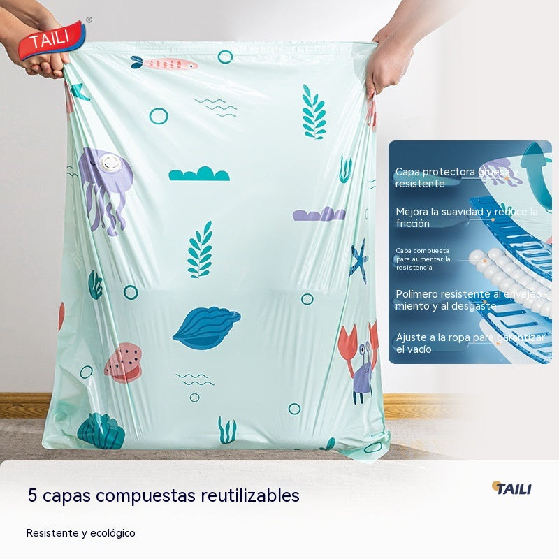 🧳✨【50*65*30cm】【Juego de 5 piezas】🏠✨ Bolsas de almacenamiento de compresión al vacío de gran capacidad que no requieren inflado de aire, lo que facilita y agiliza el almacenamiento