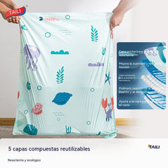 🧳✨【50*65*30cm】【Juego de 5 piezas】🏠✨ Bolsas de almacenamiento de compresión al vacío de gran capacidad que no requieren inflado de aire, lo que facilita y agiliza el almacenamiento