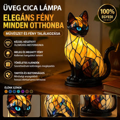 🐱Macska alakú asztali lámpa, retró éjszakai fény színes gyantából, macska témával