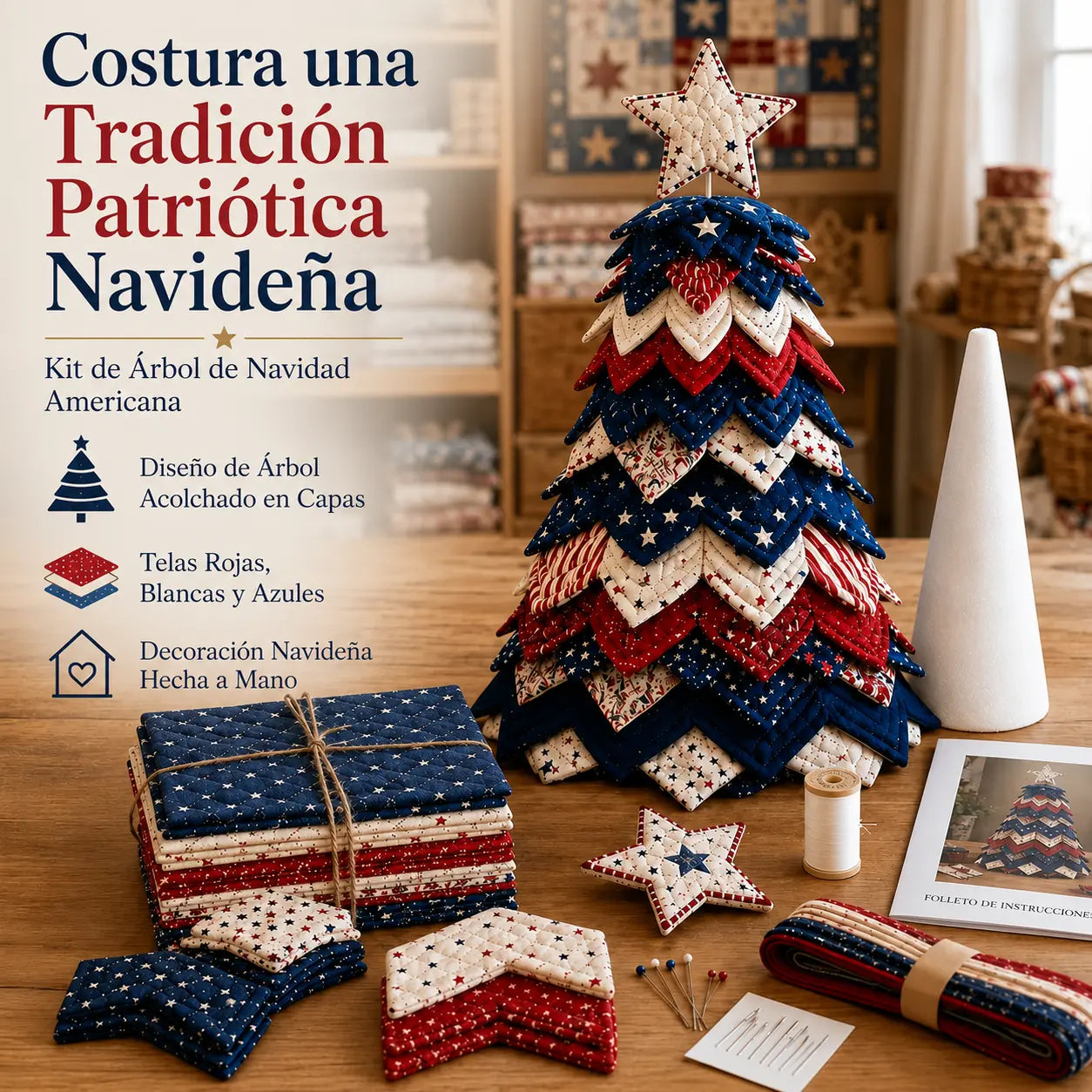 🎄Set de patchwork para árbol de Navidad de Halloween: Un adorno de Halloween que se puede hacer fácilmente con varias capas de tela, perfecto para los amantes del patchwork.