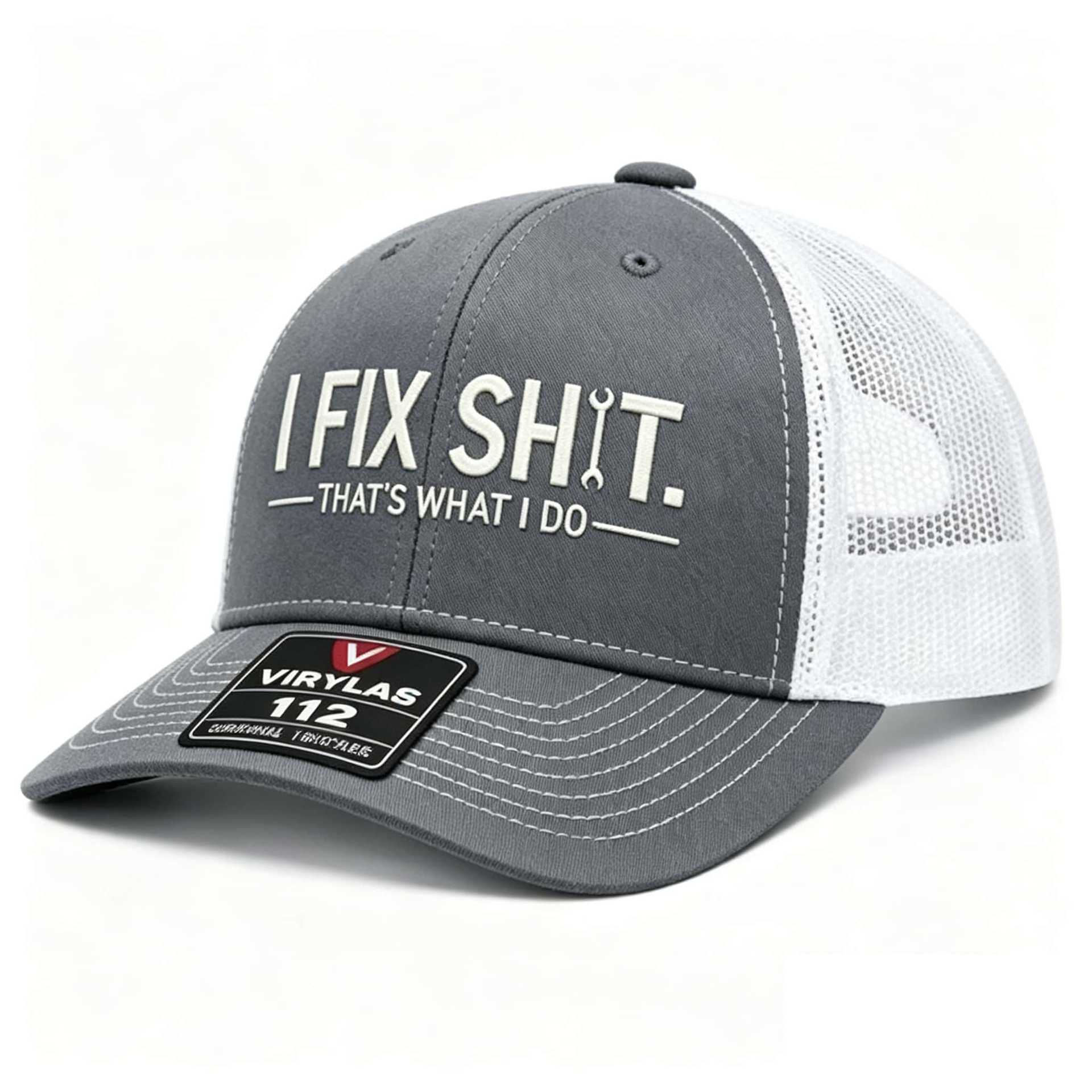 🧢 OFERTA ESPECIAL: ¡50% DE DESCUENTO EN TODAS LAS GORRAS! ✨ Gorra de camionero con bordado "I Fix Shit" – Malla transpirable, protección solar y ajustable 🛠️