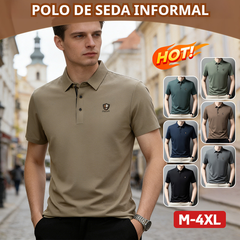 【1 pieza 35 euros】【M-4XL】Verano 2026 Nuevo polo casual con solapa de media manga de seda helada