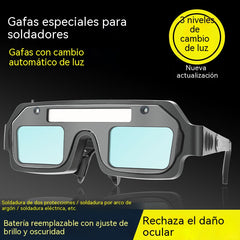 💥🔥🕶️Gafas de soldadura con oscurecimiento automático, doble protección contra el deslumbramiento y los rayos UV.