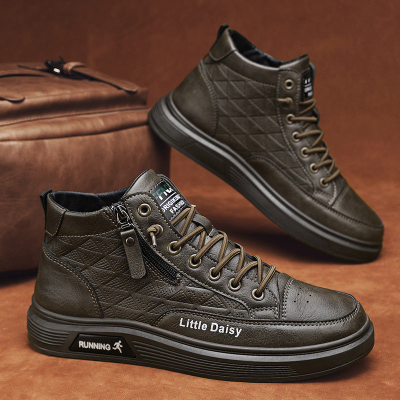 🔥【39-44】Zapatillas deportivas altas informales con cremallera lateral para hombre