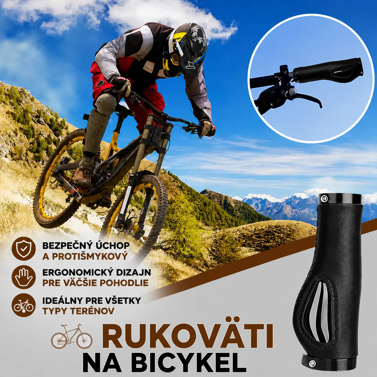 【TERAZ ZĽAVA 50%!】 Ergonomické rukoväte s oporou dlane: krídlový dizajn, dvojitý zámok a TPR tlmiaci nárazy.